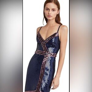BCBGMaxAzria Navy and Pink Sequin Mini Dress